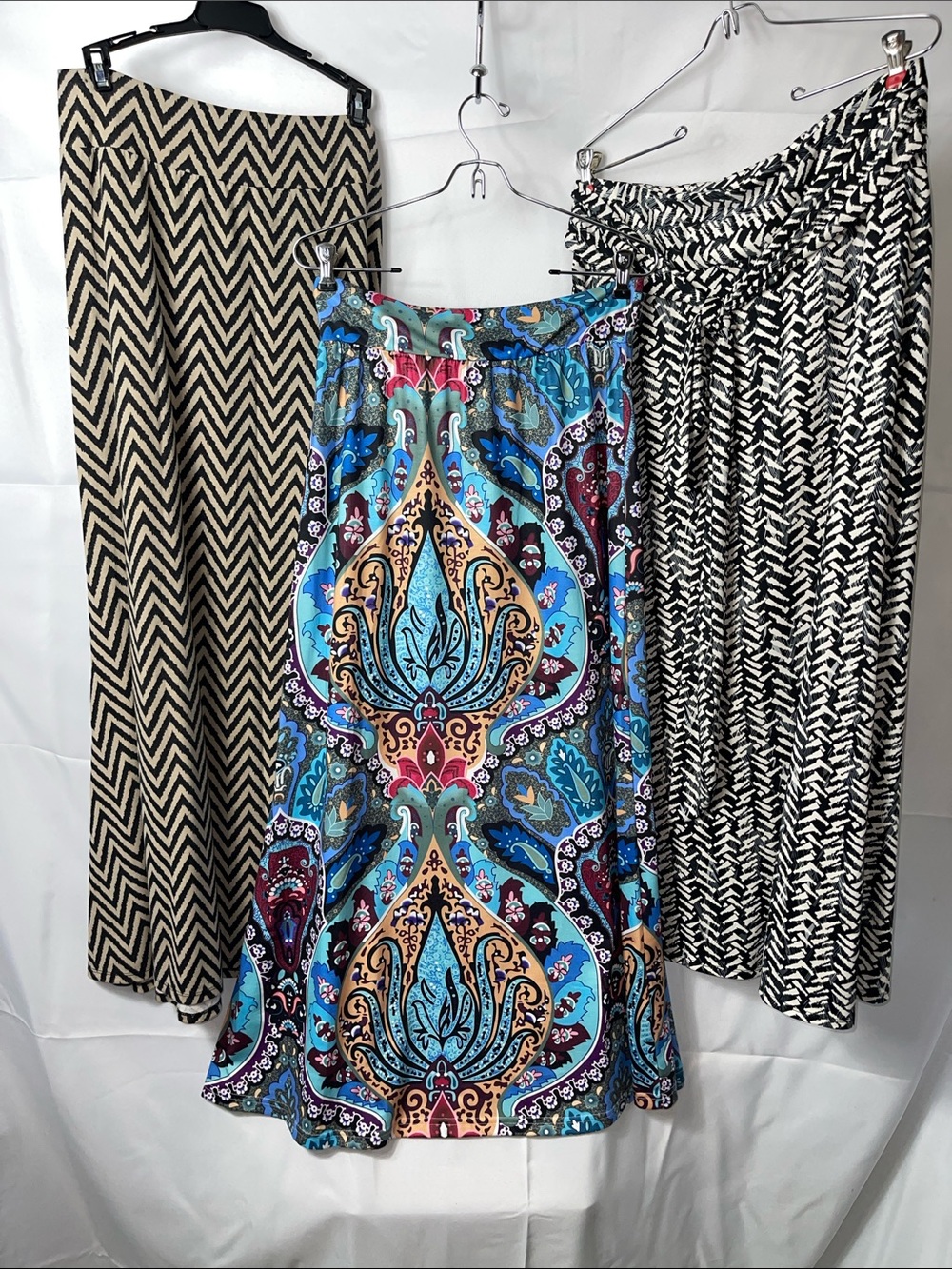 Maxi Skirt Bundle Maxi Skirts - Vibrant Boho Print Chevron Black/White